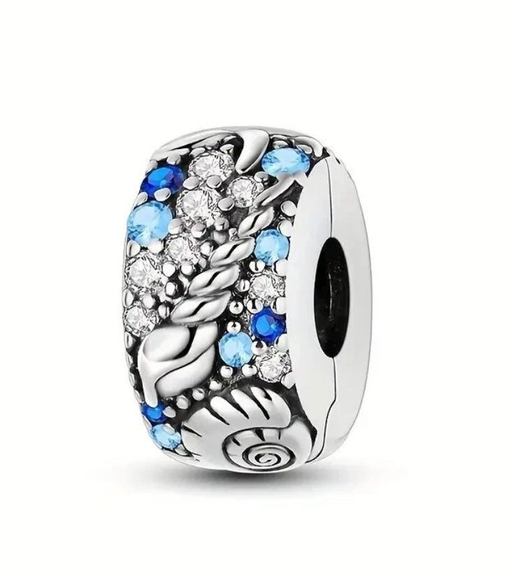Ocean Sea Life Seashell Clip Charm For European Bracelets S925 Sterling Silver