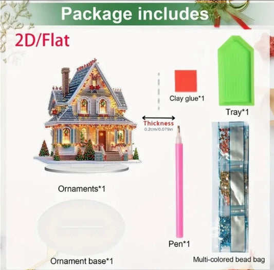 Christmas Villa House Art Kit, 2D DIY Festive Diamond Painting Art Table Top Kit