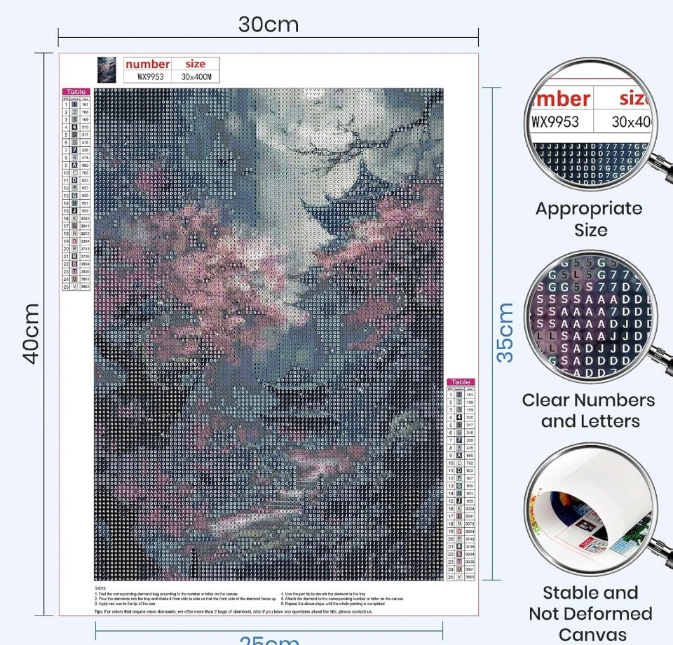 MAXBYE 5D DIY Full Drill Diamond Painting Kits, Cherry Blossoms Diamond Art Kits