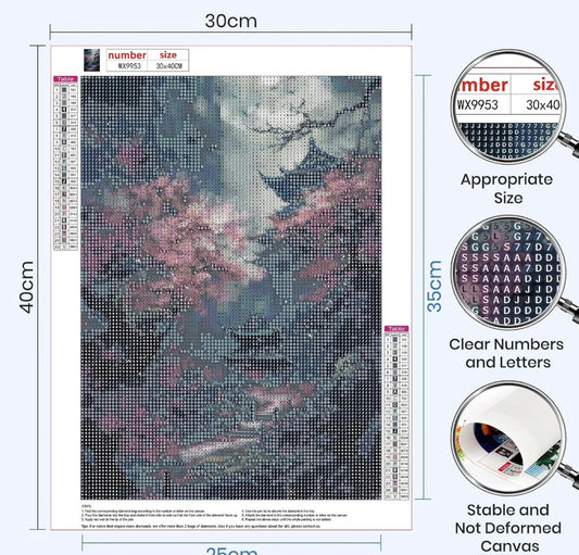 MAXBYE 5D DIY Full Drill Diamond Painting Kits, Cherry Blossoms Diamond Art Kits