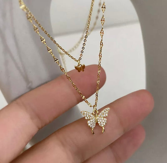 Butterfly Crystal Pendant Gold plated Necklace Pendant