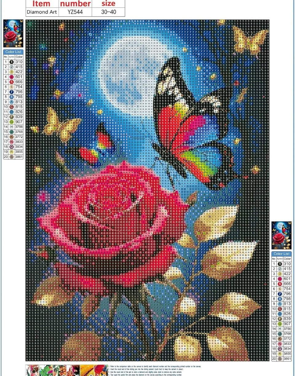 DPHERO DIY Roses Diamond Painting Kits for Adults,5D Butterfly