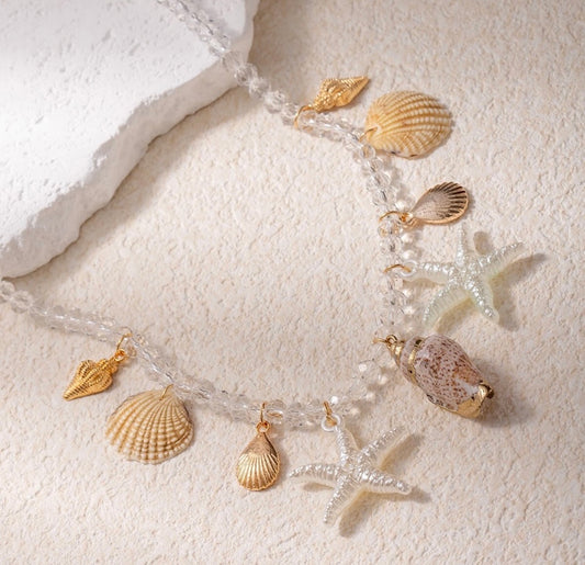 Beads Sea Shell Charm Chain Necklace Jewellery Beach Starfish Mermaid