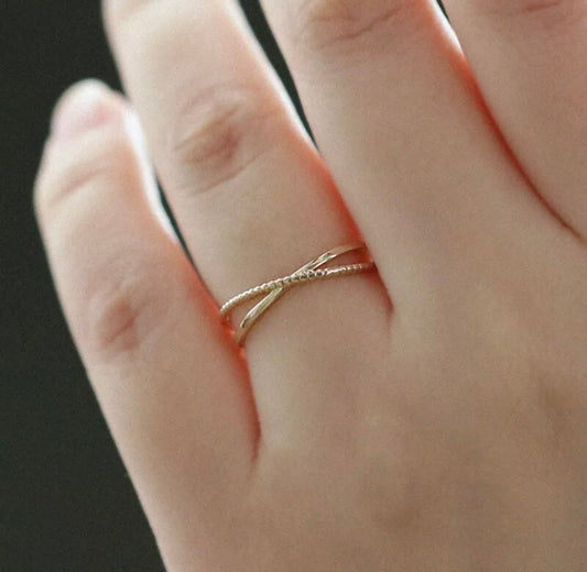 Silver Twisted Minimalist Gold Adjustable Ring