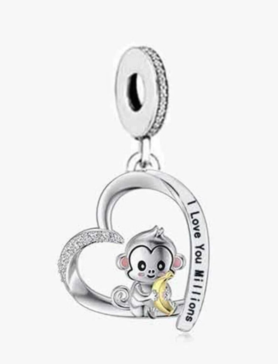 Sterling Silver Cheeky Monkey I Love You Millions Dangle Charm