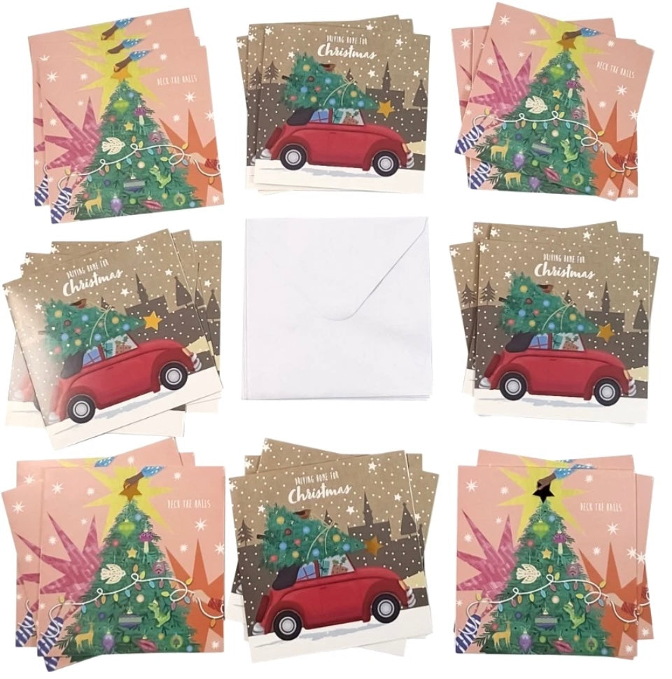 30 Christmas Cards Bumper Pack  Mixed Cute Traditional Festive Tree & Card