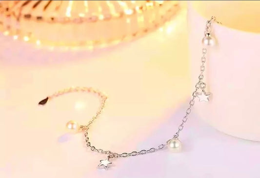 Pearl Star Silver Charm Bracelet