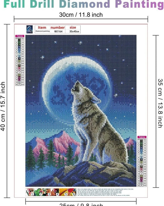 Wolf Diamond Painting Kits for Adults Beginners, 5D DIY