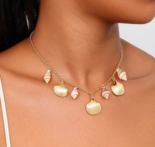 Ocean Shell Charm Chain Necklace Jewellery Beach Starfish Sea Mermaid