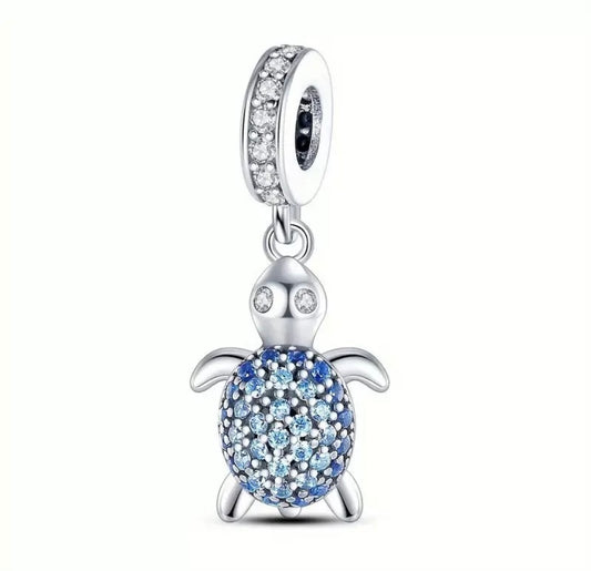 Marine Animal Blue Turtle Charm For European Bracelets S925 Sterling Silver
