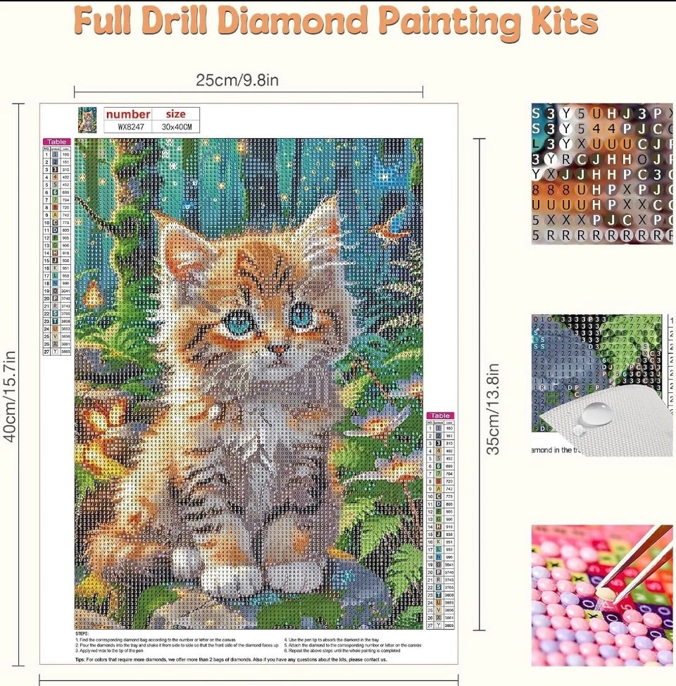 Diamond Painting Kits for Adults and beginners cat and flower