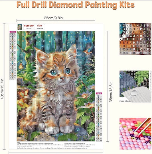 Diamond Painting Kits for Adults and beginners cat and flower