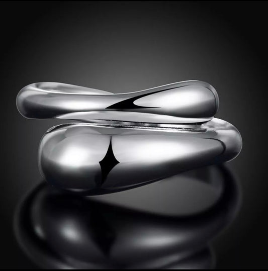 Silver Adjustable Ring Teardrop Thumb Finger Band Ring Gift Bag