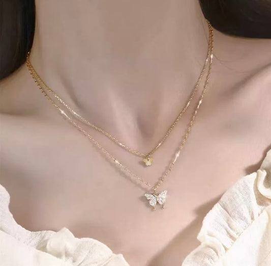 Butterfly Crystal Pendant Gold plated Necklace Pendant