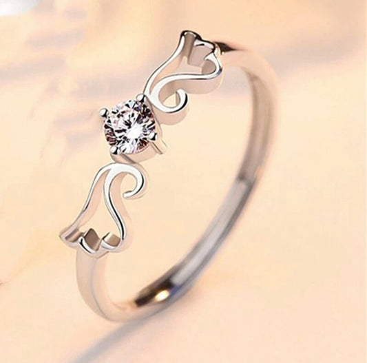 Silver Angel Wing Adjustable Ring