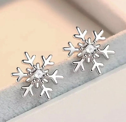 Crystal Snowflakes 925 Sterling Silver Stud Earrings