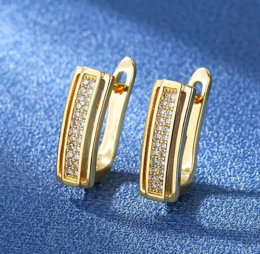 High Quality Sterling Silver Gold Plated Cubic Zirconia Women Hoop Earrings