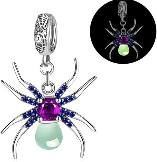 Glow in the Dark Spider Charm For European Bracelets S925 Sterling Silver