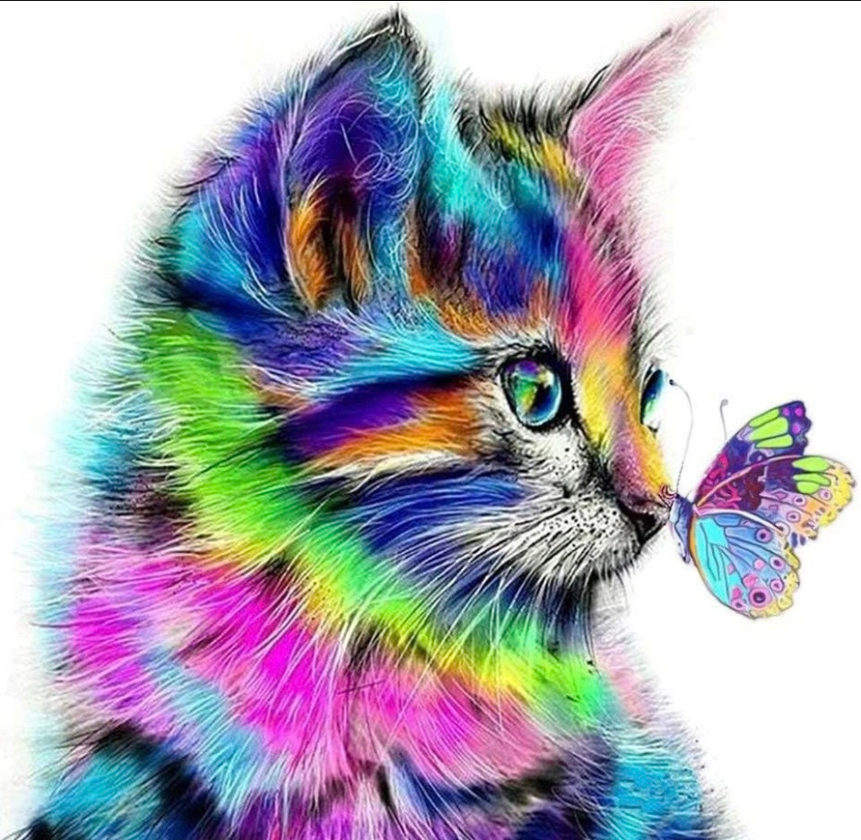 Lidiper 5D Diamond Painting Kits. Full Drill cat with butterfly
