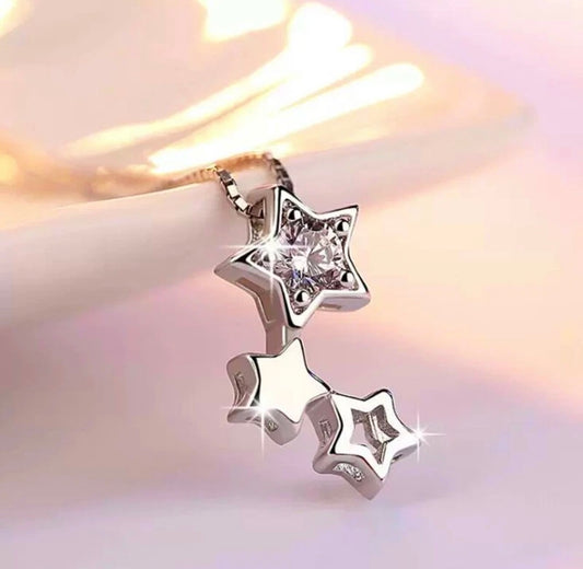 Star Linked Multi Pendant Silver Chain
