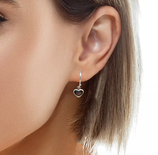 925 Sterling Silver Heart Hook Dangly Drop Earrings RRP£23 BOXED