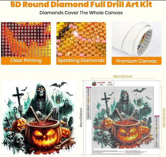 GHHKUD Halloween Skull Diamond Painting Kits for Adults, 5D