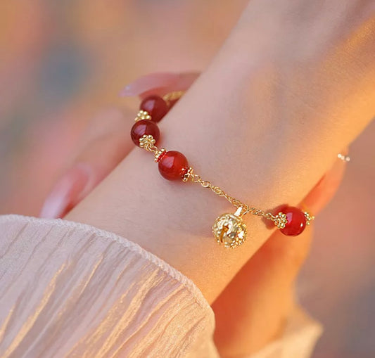 Silver White Jade Pearls Bell Bracelet
