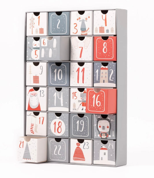Fill your Own Advent Calendar 1-24 Days Draws Christmas Countdown Silver