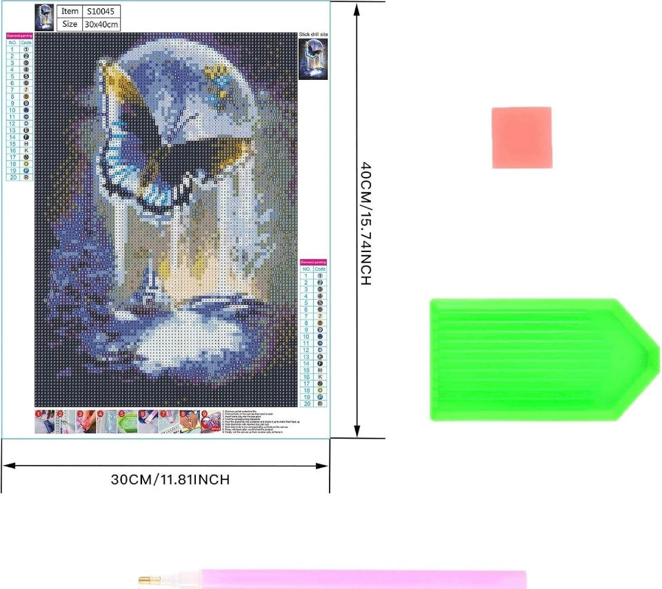 DIY 5D Diamond Art Painting Kits Full Drill, butterfly moon
