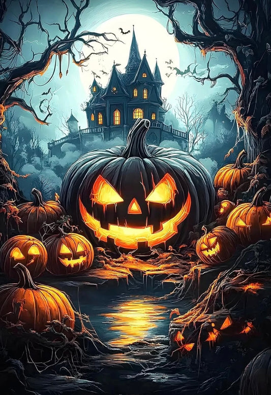 MXJSUA Halloween Spooky Pumpkin Night DIY Diamond Painting Kits for Adults