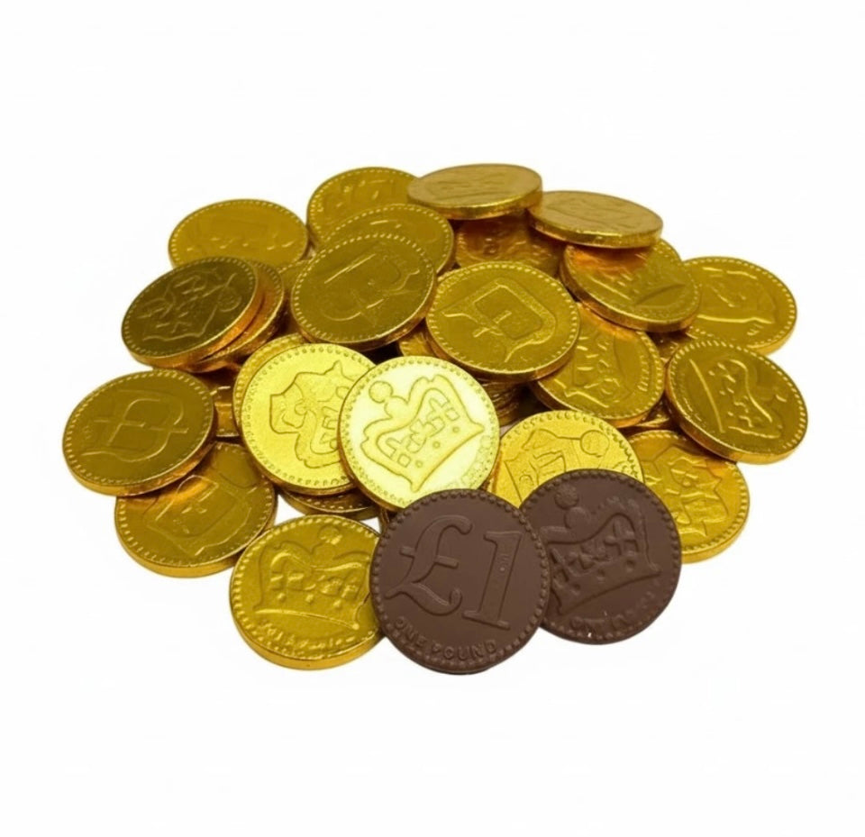 Candycrave Chocolate Flavour Coins - 500g Tub - Wrapped in Shiny Foil