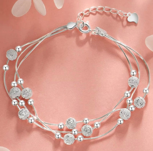 Silver Bead Linked Bracelet