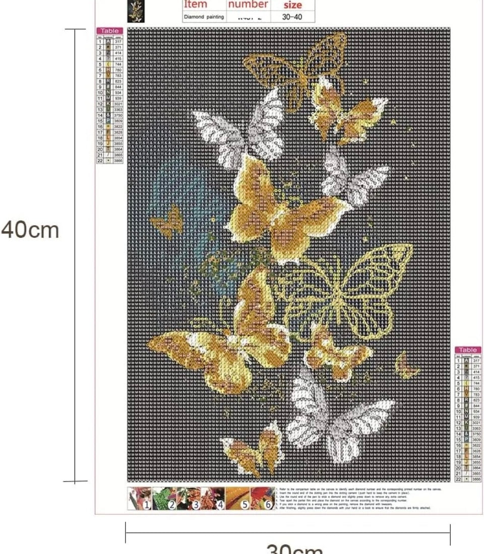 Lidiper 5D Diamond Painting Kits Full Drill gold butterflies