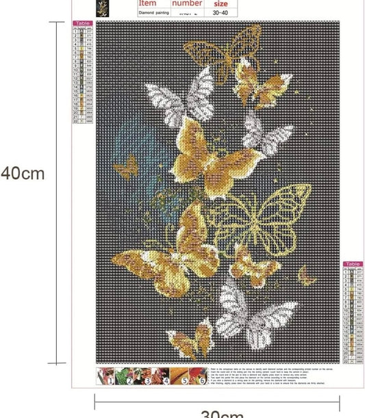 Lidiper 5D Diamond Painting Kits Full Drill gold butterflies