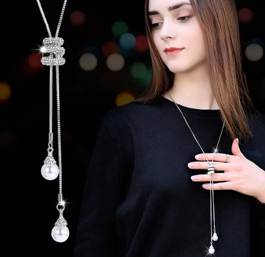 Sliver Twirl Long Sweater Chain Necklaces Charm Bar Pendants