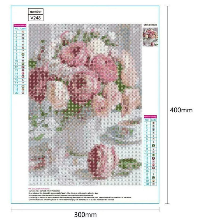5D Full Drill Diamond Painting Rose Flower kit 30cm x 30cm