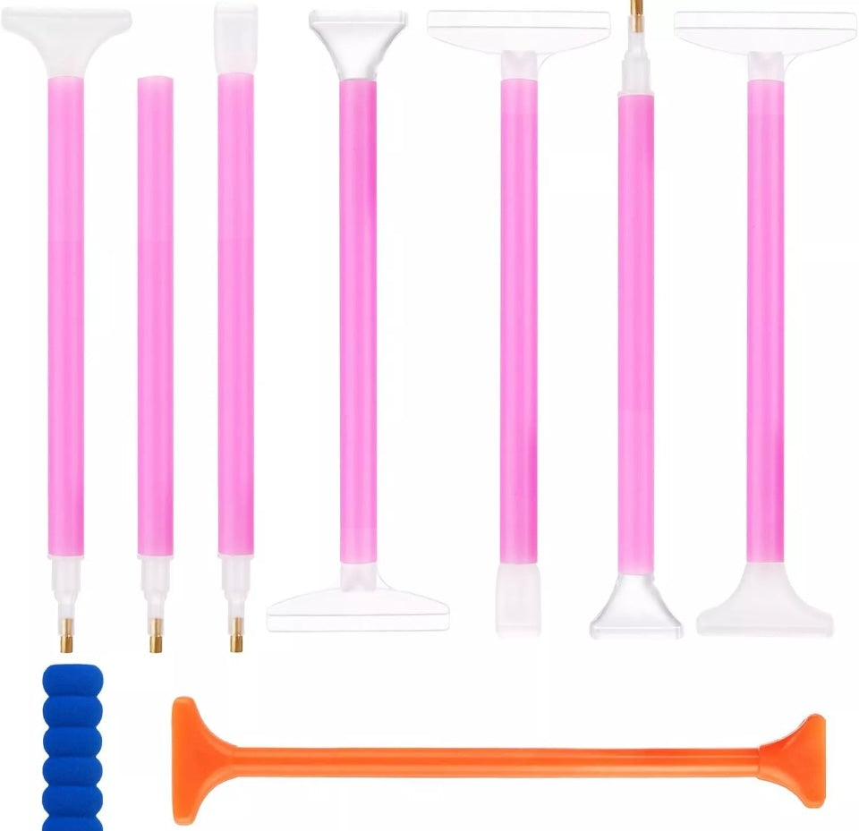 8 Pcs Diamond Painting Pens, Tool Set, Pink,