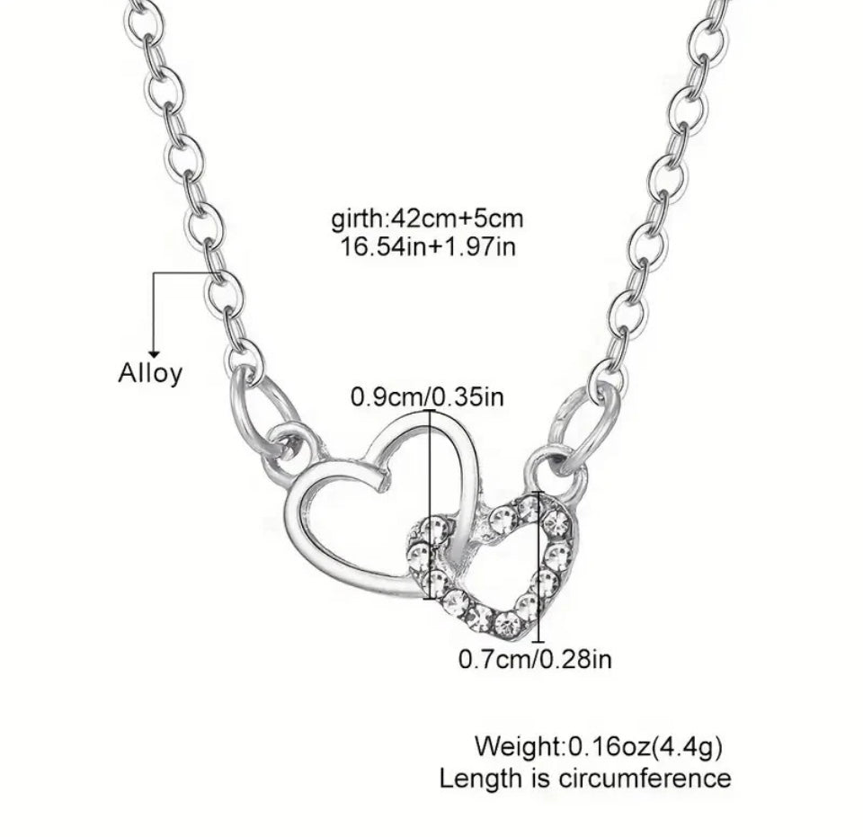 Chic Charm Necklace Heart-to-Heart Charm Necklace | Zinc Alloy,