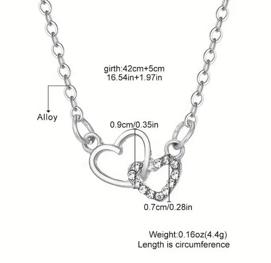 Chic Charm Necklace Heart-to-Heart Charm Necklace | Zinc Alloy,