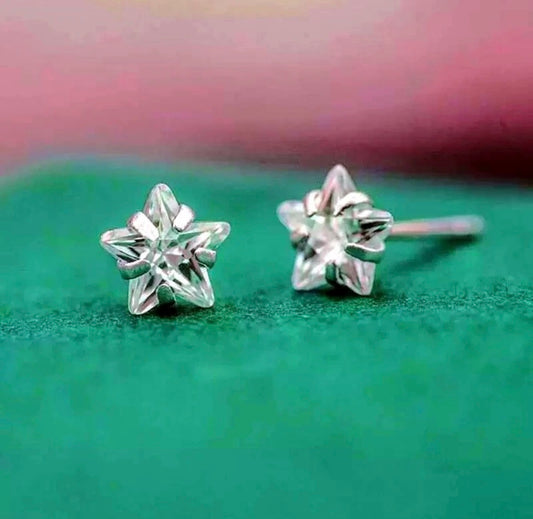Silver Full Stone Star Stud Earrings
