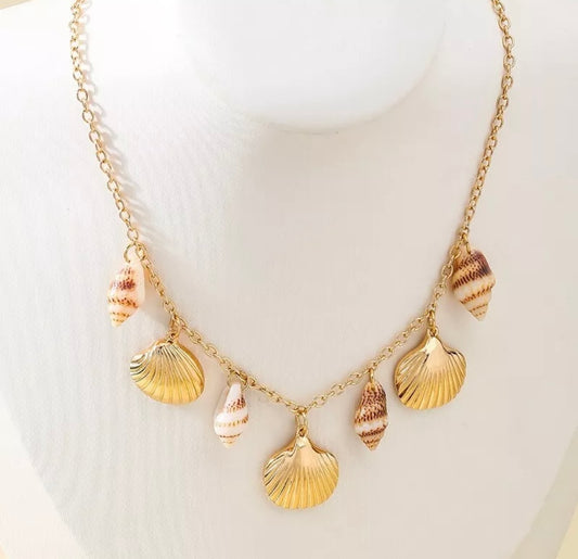 Ocean Shell Charm Chain Necklace Jewellery Beach Starfish Sea Mermaid