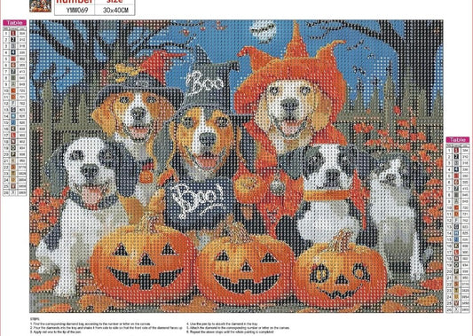 MXJSUA DIY 5D Halloween Dogs Diamond Painting Kits for Adults