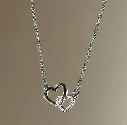 Chic Charm Necklace Heart-to-Heart Charm Necklace | Zinc Alloy,