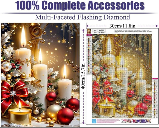 LWZAYS Christmas Diamond Painting Kits for Adults, Christmas Candles