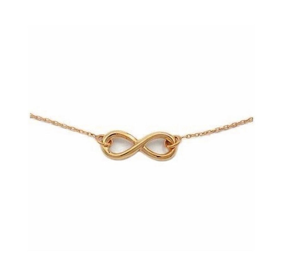 14CT Rosegold Plated onto silver Infinity Necklace Boxed
