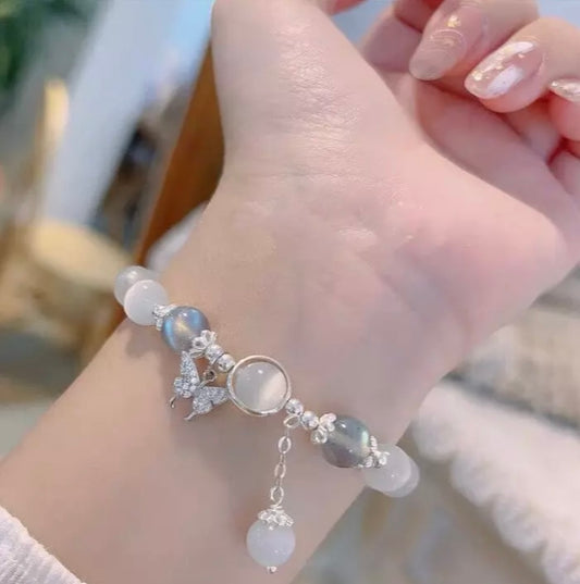 Silver Blue Moonstone Butterfly Bracelet