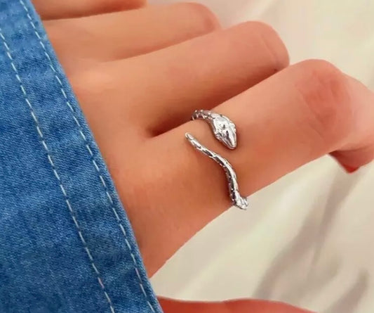 Silver Snake Open Adjustable Ring Women Girl Jewellery Love Gift UK