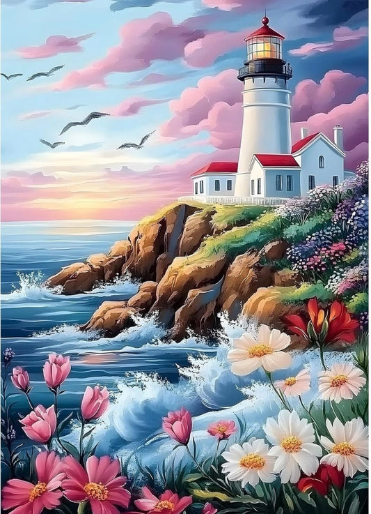 5D Diamond Painting Kits for Adults, Lighthouse Garden Diamond full drill