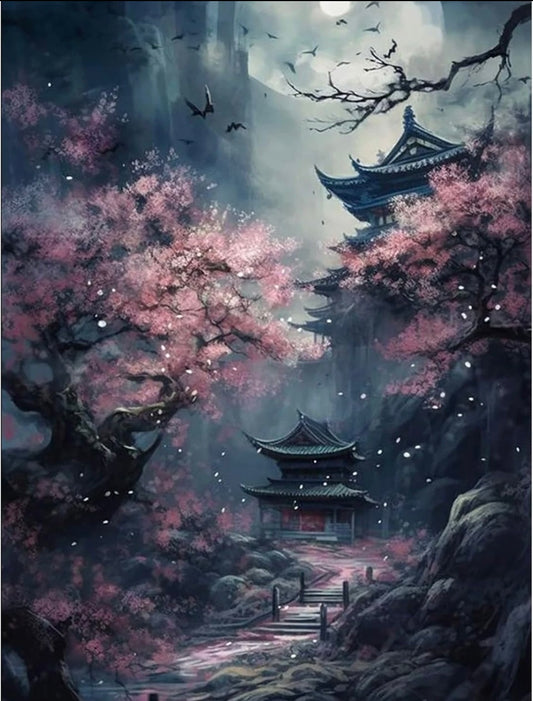 MAXBYE 5D DIY Full Drill Diamond Painting Kits, Cherry Blossoms Diamond Art Kits