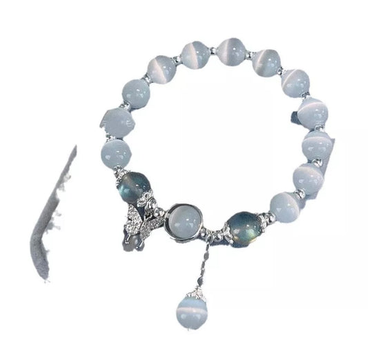 Silver Blue Moonstone Butterfly Bracelet